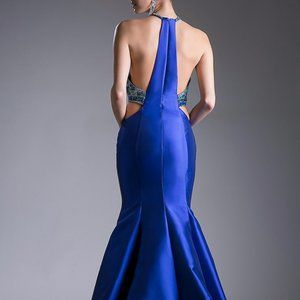 Cut Out Evening Satin Mermaid Dress Gown 61894